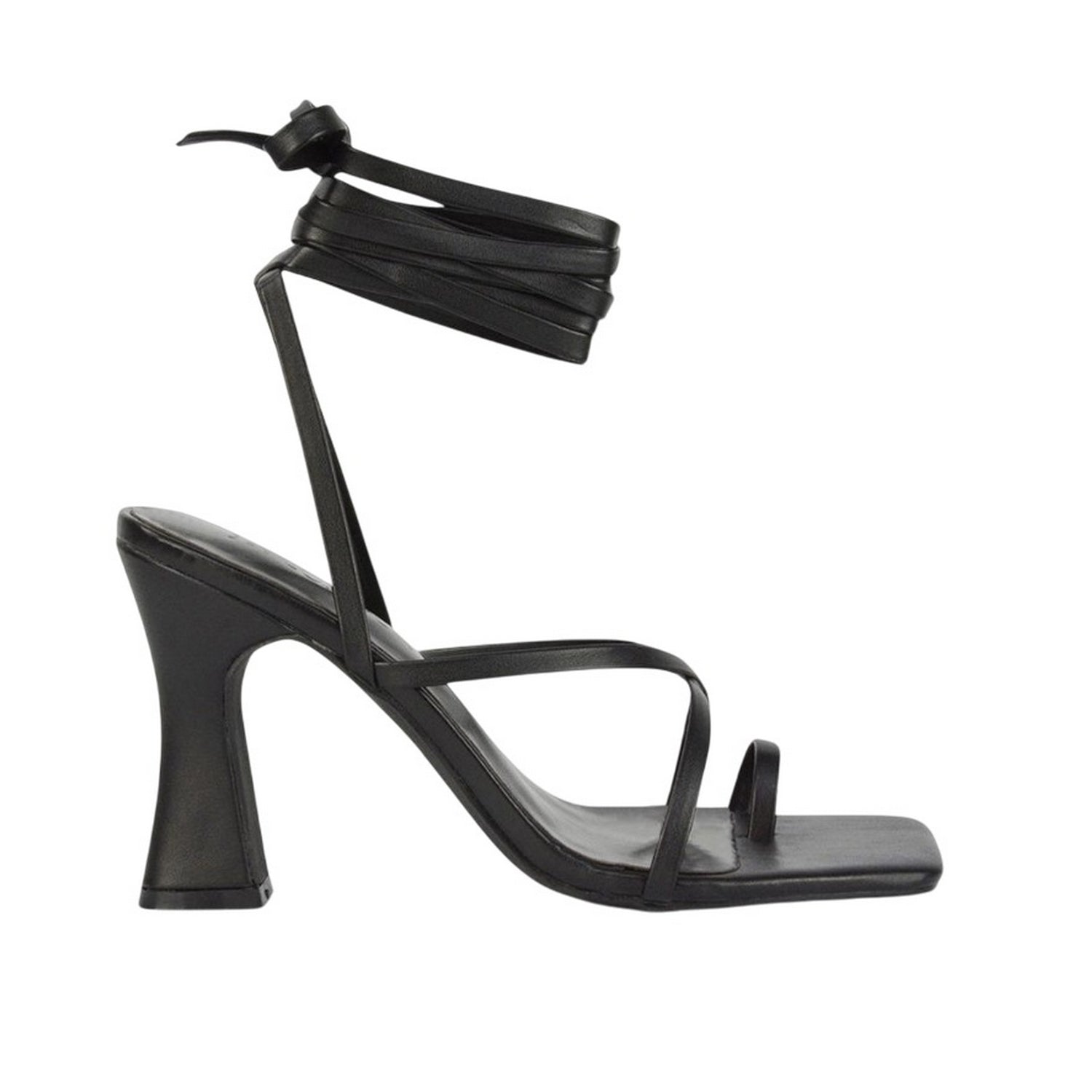 Black - Side - XY London Womens-Ladies Dylan Lace Up High Block Heel Sandals