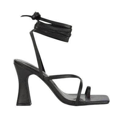 Black - Side - XY London Womens-Ladies Dylan Lace Up High Block Heel Sandals