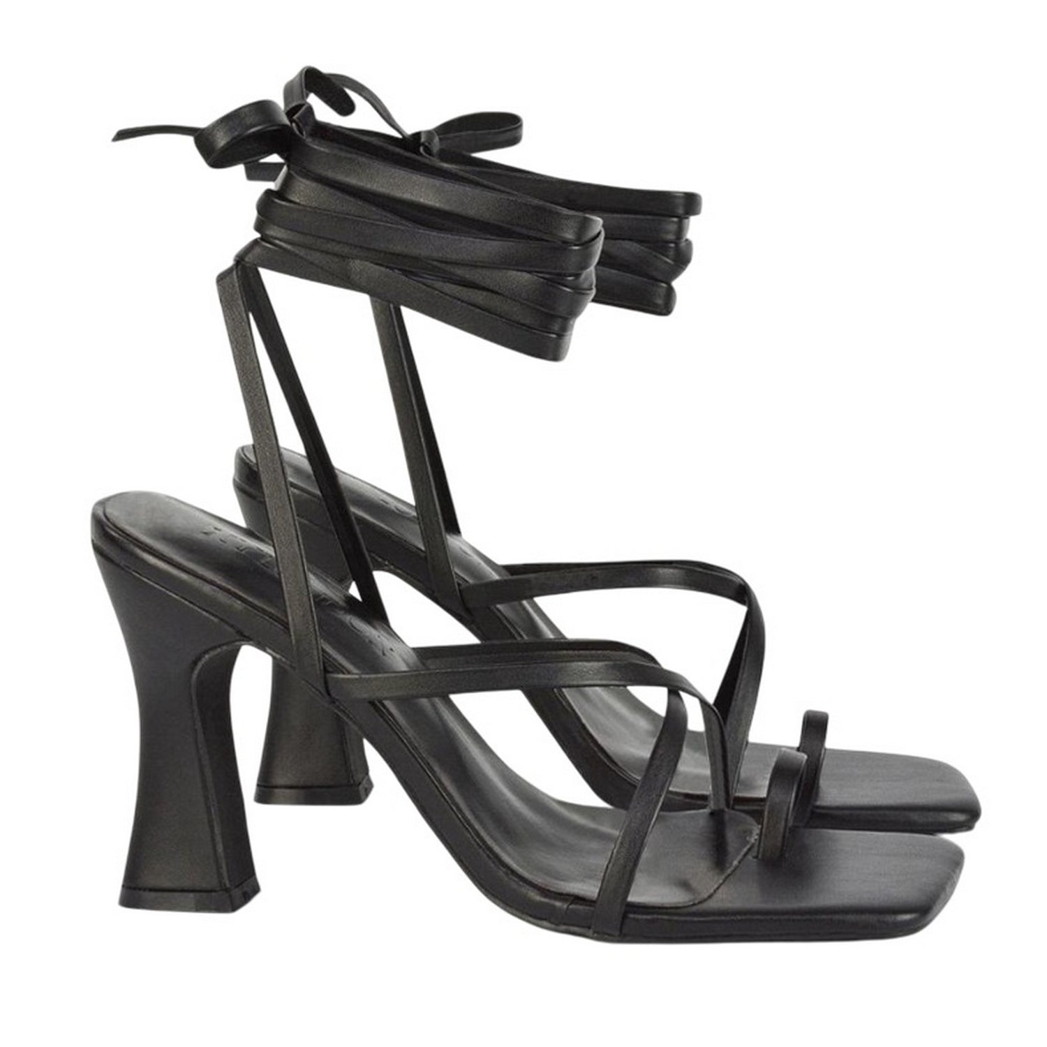 Black - Lifestyle - XY London Womens-Ladies Dylan Lace Up High Block Heel Sandals