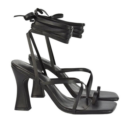 Black - Lifestyle - XY London Womens-Ladies Dylan Lace Up High Block Heel Sandals