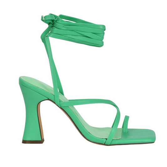 Green - Front - XY London Womens-Ladies Dylan Lace Up High Block Heel Sandals