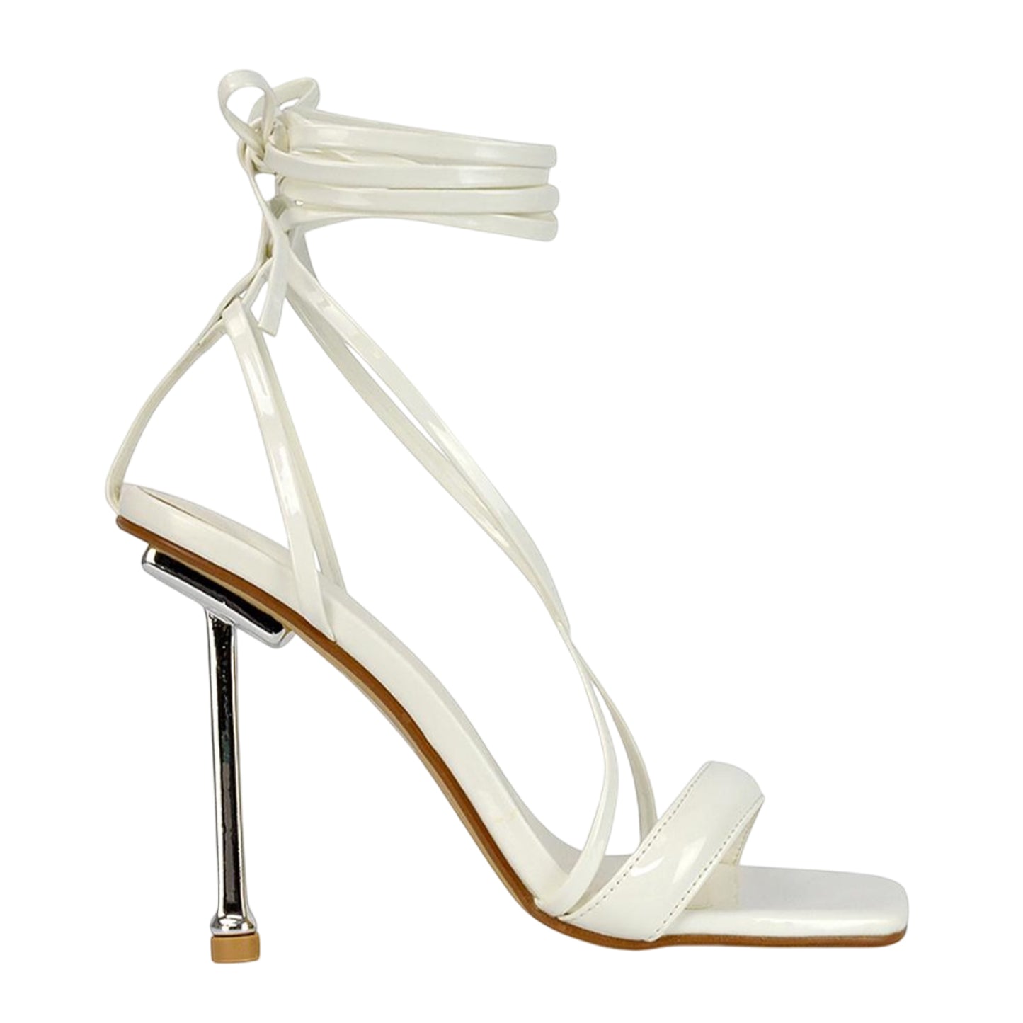 White - Lifestyle - XY London Womens-Ladies Rayne Strappy Square High Heels