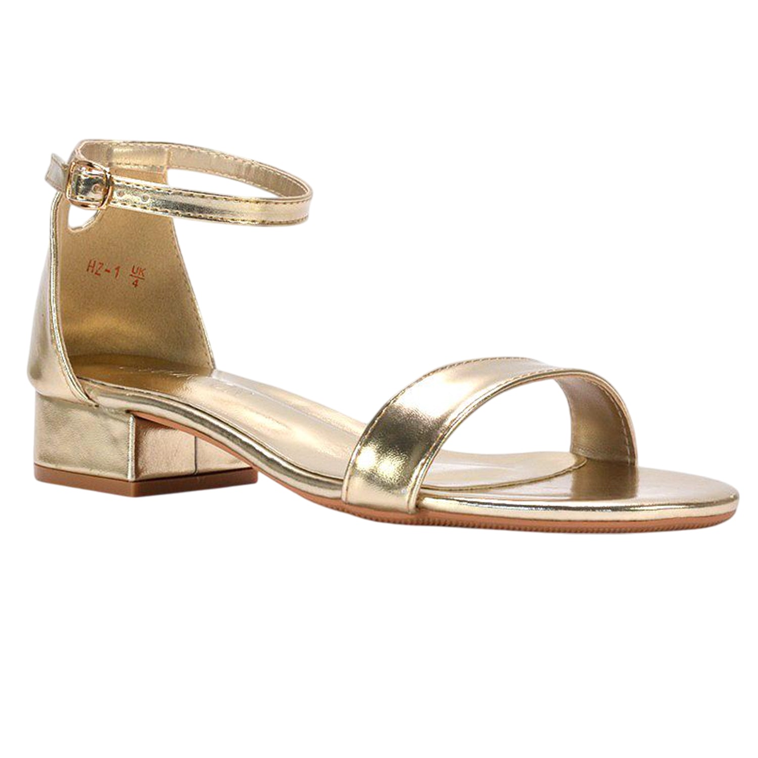 Metallic Gold - Lifestyle - XY London Womens-Ladies Tate Metallic Low Block Heel Sandals