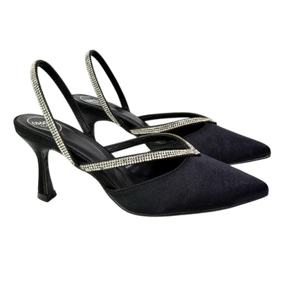 Black - Side - XY London Womens-Ladies Marissa Sling Back Court Shoes
