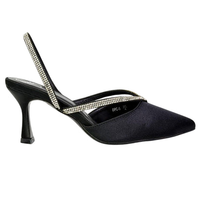 Black - Lifestyle - XY London Womens-Ladies Marissa Sling Back Court Shoes