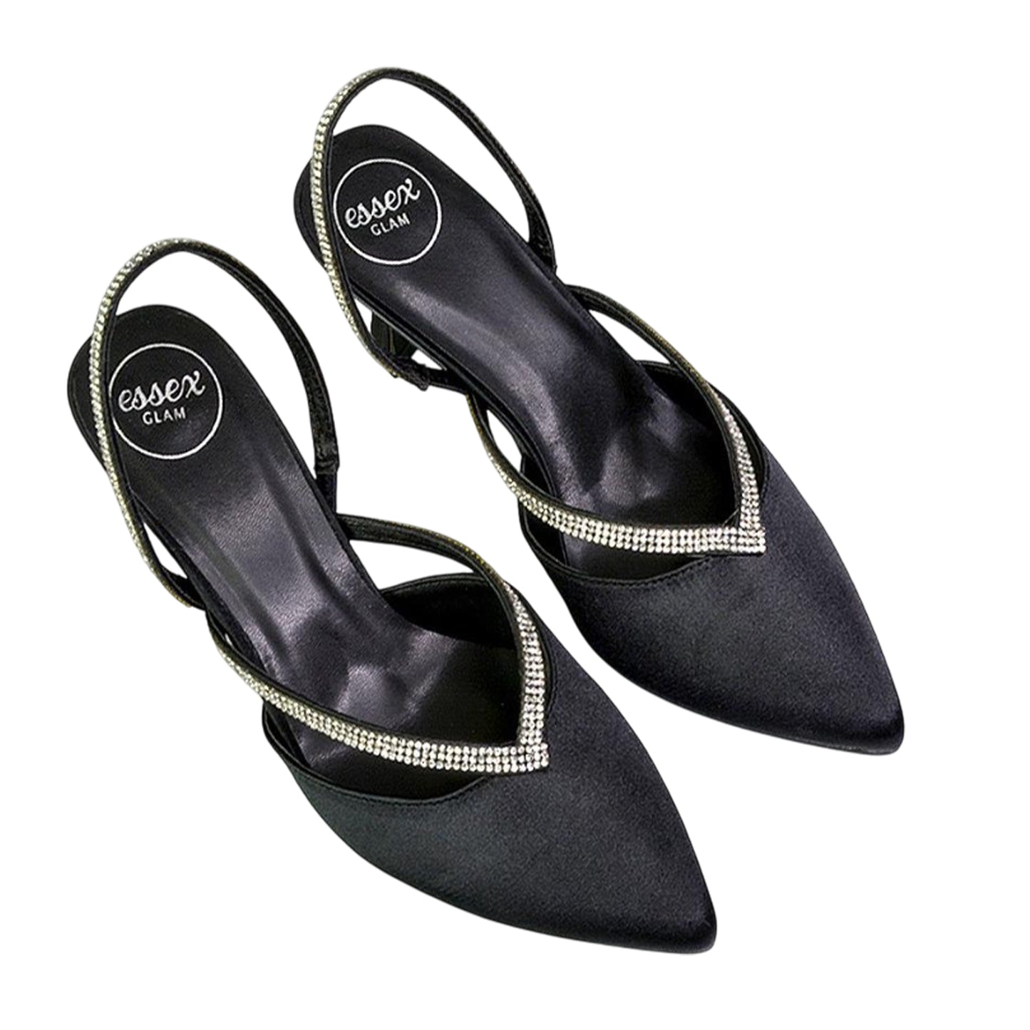 Black - Pack Shot - XY London Womens-Ladies Marissa Sling Back Court Shoes