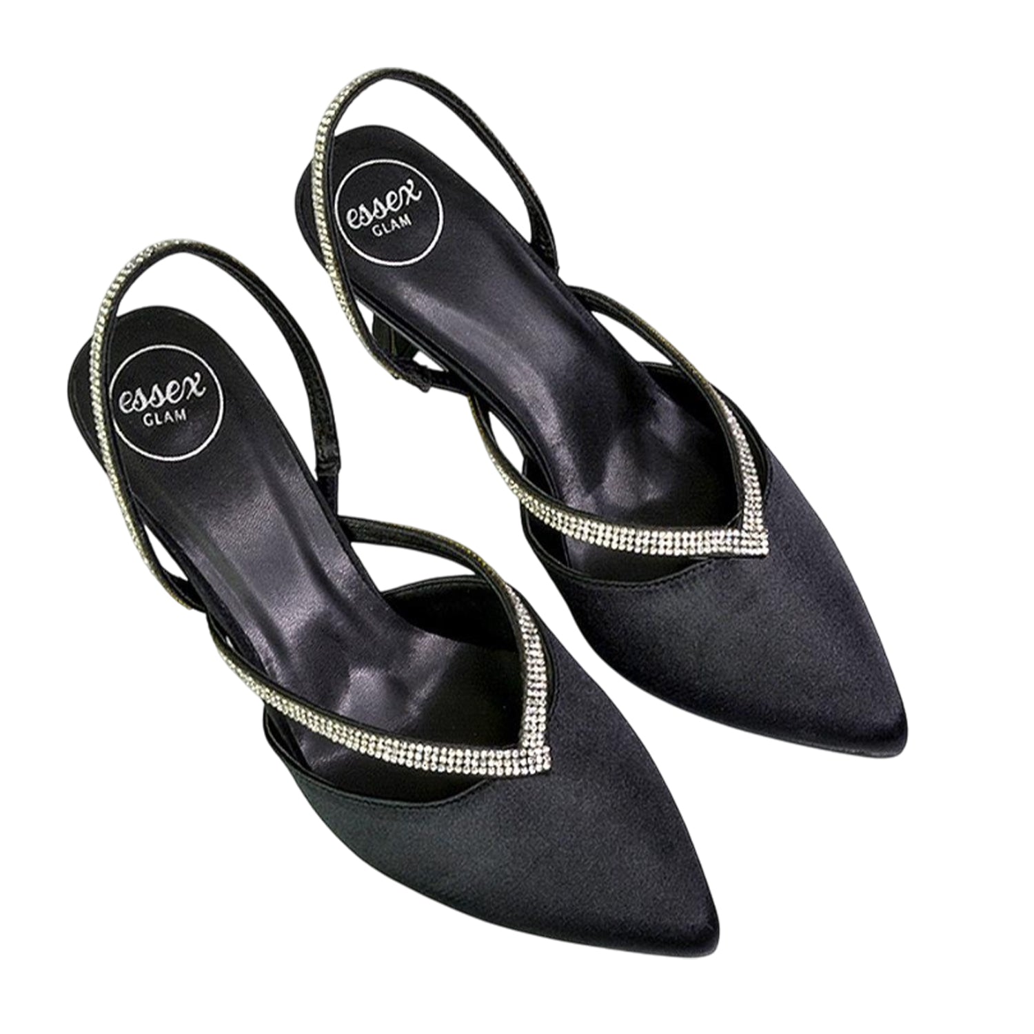 Black - Pack Shot - XY London Womens-Ladies Marissa Sling Back Court Shoes