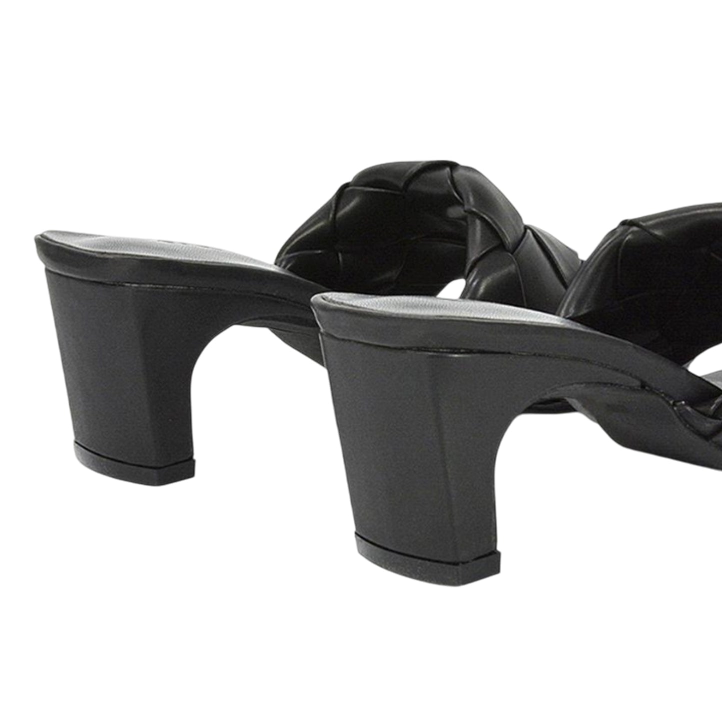 Black - Lifestyle - XY London Womens-Ladies Silvia Woven Square Toe Mid Heel Mule Sandals