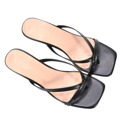 Black - Back - XY London Womens-Ladies Tiana Kitten Heel Mule Sandals