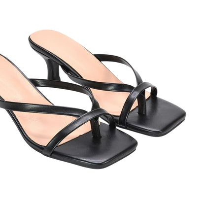Black - Lifestyle - XY London Womens-Ladies Tiana Kitten Heel Mule Sandals