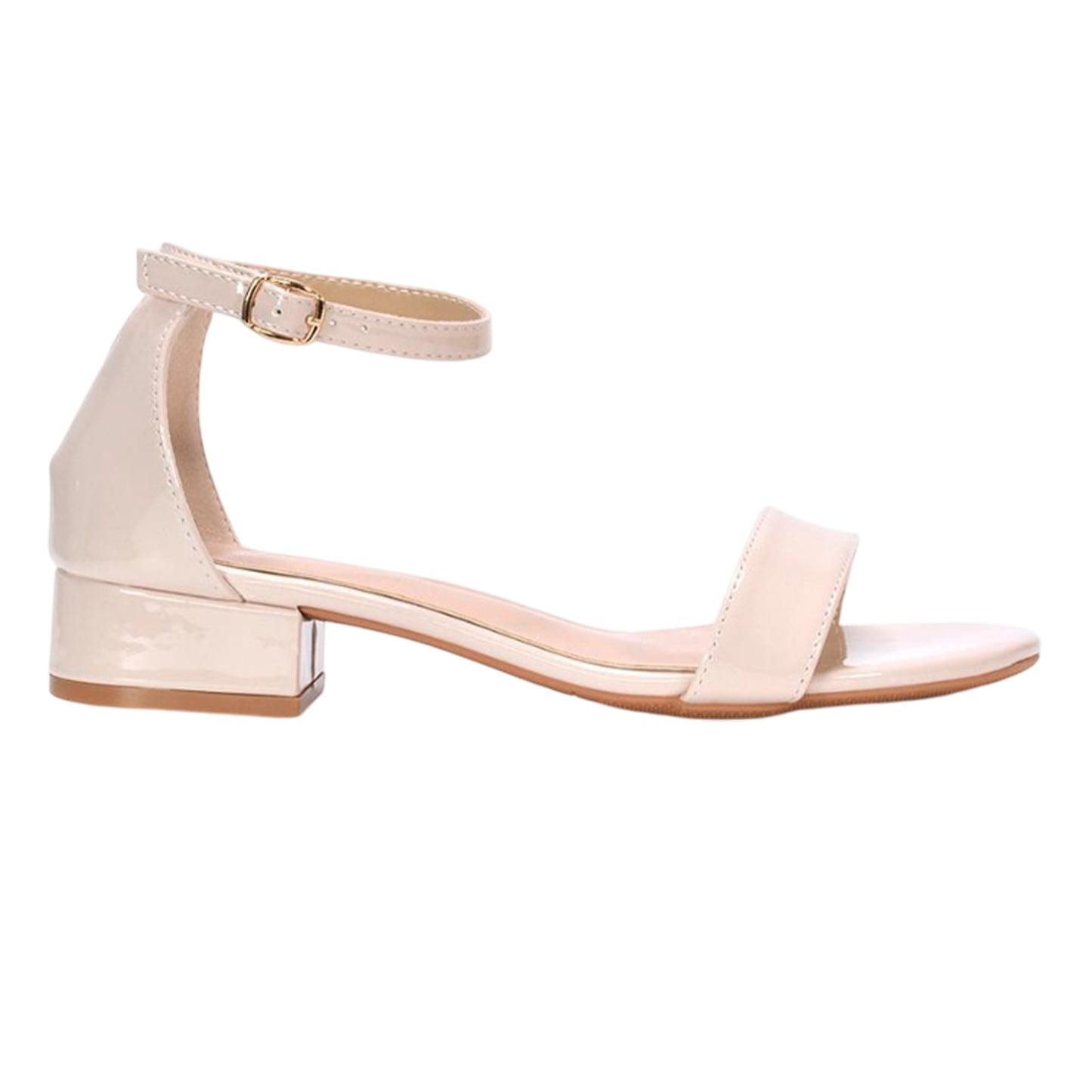 Nude - Pack Shot - XY London Womens-Ladies Tate Ankle Strap Low Block Heel Sandals