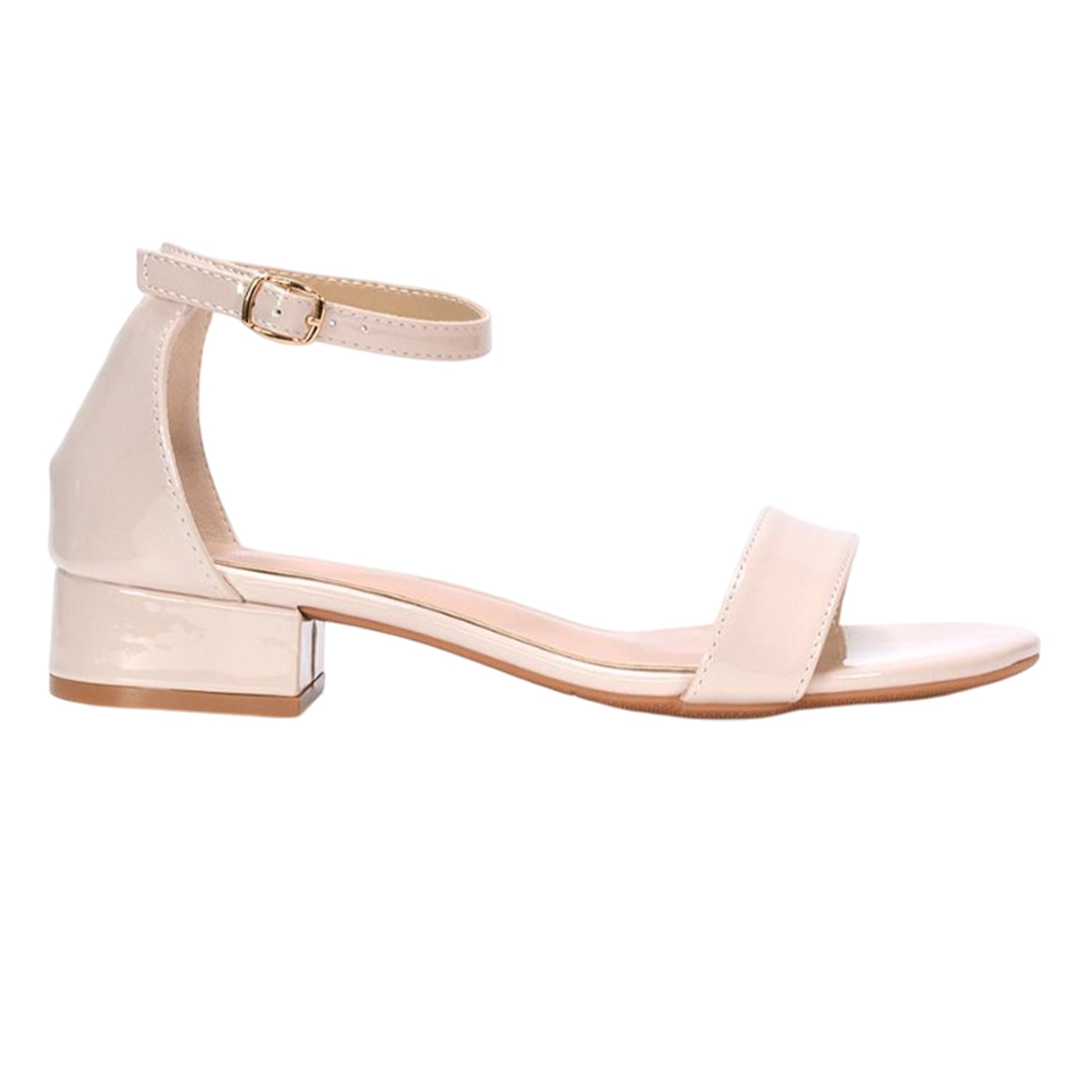 Nude - Pack Shot - XY London Womens-Ladies Tate Ankle Strap Low Block Heel Sandals