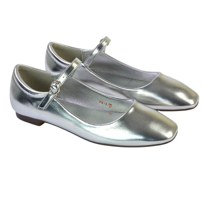 Metallic Silver - Front - XY London Womens-Ladies Allegra Ballet Shoes