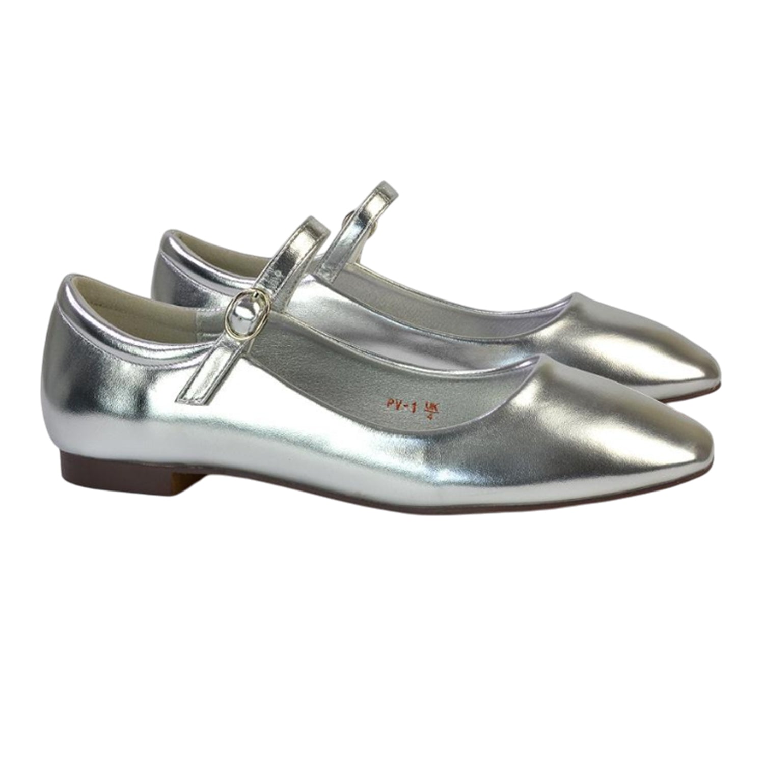 Metallic Silver - Side - XY London Womens-Ladies Allegra Ballet Shoes