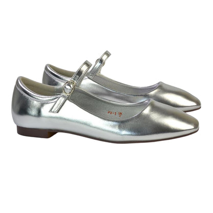 Metallic Silver - Side - XY London Womens-Ladies Allegra Ballet Shoes