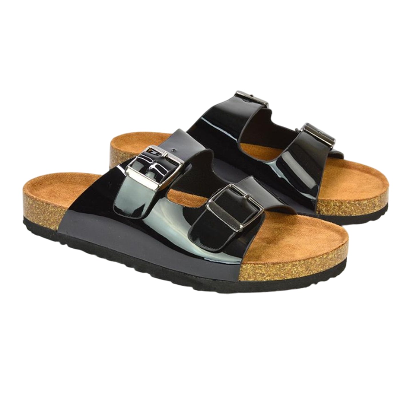 True Black - Back - XY London Womens-Ladies Star Buckle Mule Sandals