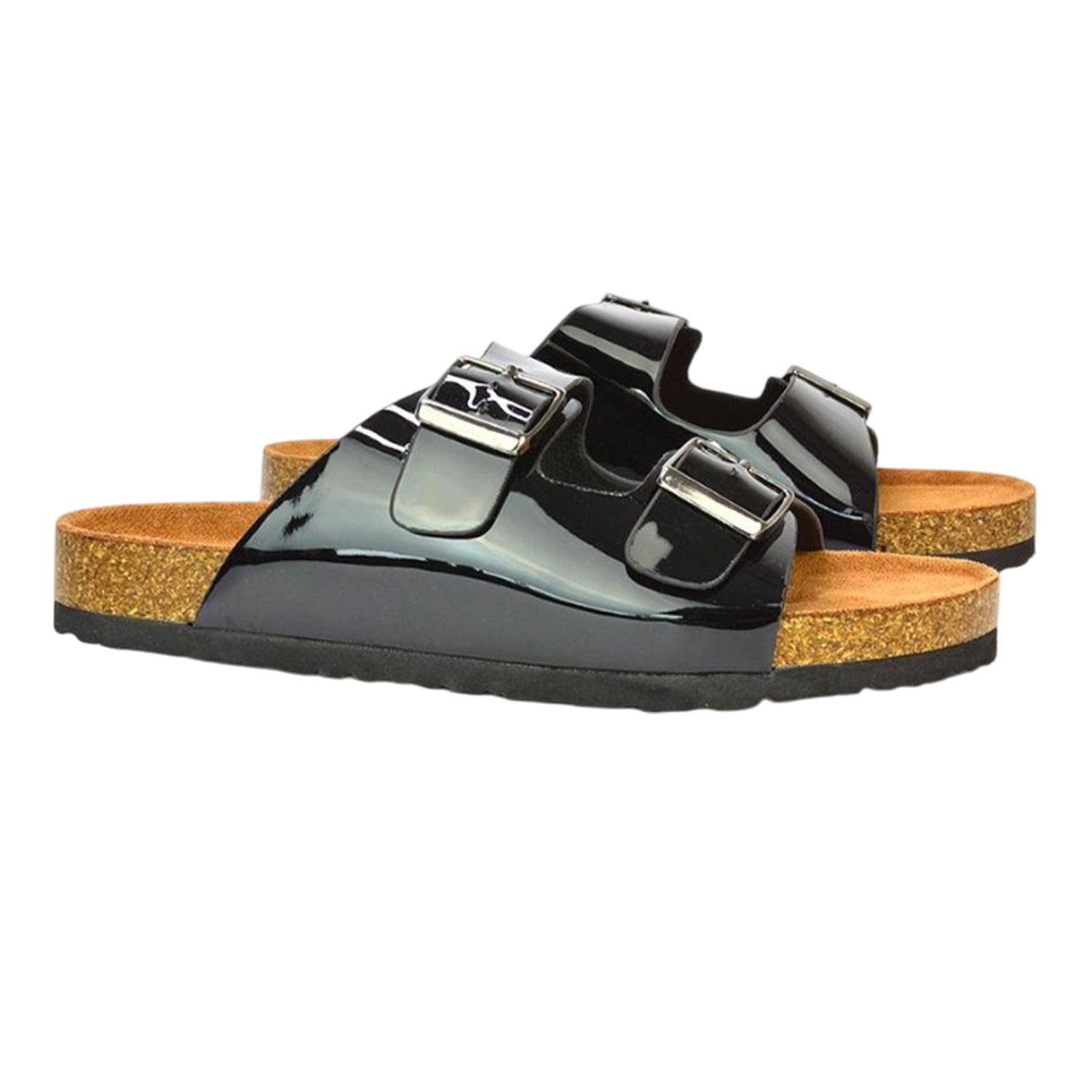 True Black - Side - XY London Womens-Ladies Star Buckle Mule Sandals