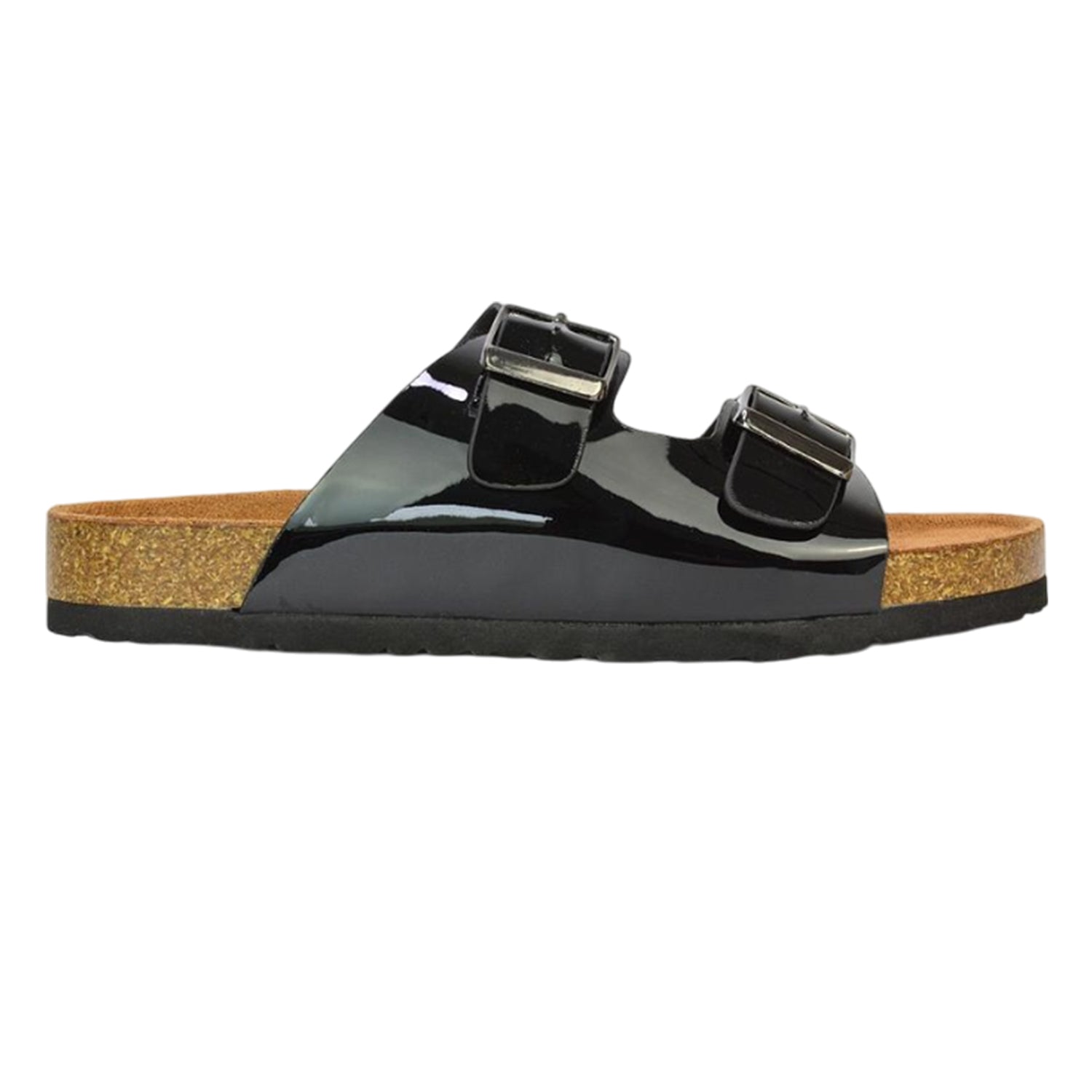 True Black - Pack Shot - XY London Womens-Ladies Star Buckle Mule Sandals