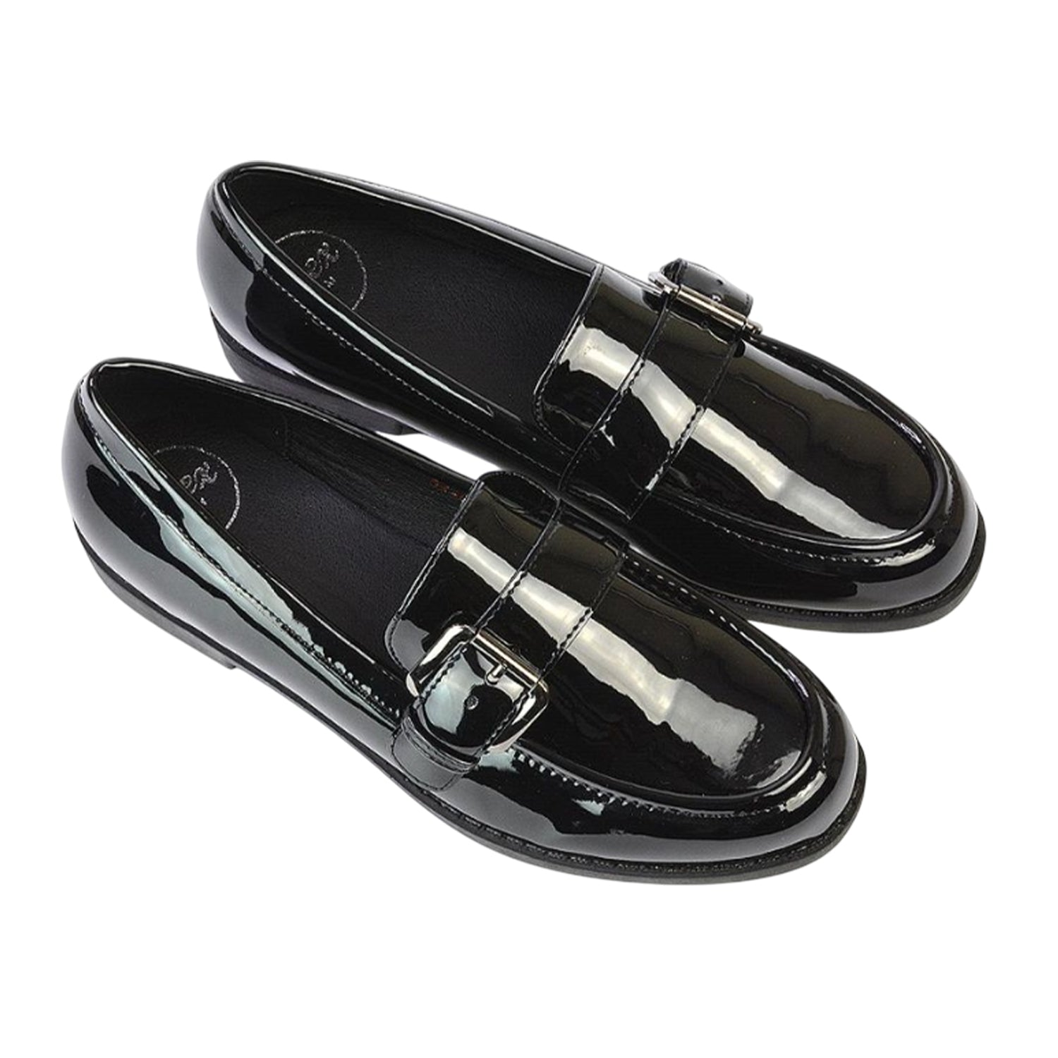 True Black - Lifestyle - XY London Womens-Ladies Kali Patent Chunky Sole Buckle Loafers