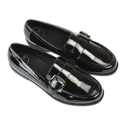 True Black - Lifestyle - XY London Womens-Ladies Kali Patent Chunky Sole Buckle Loafers
