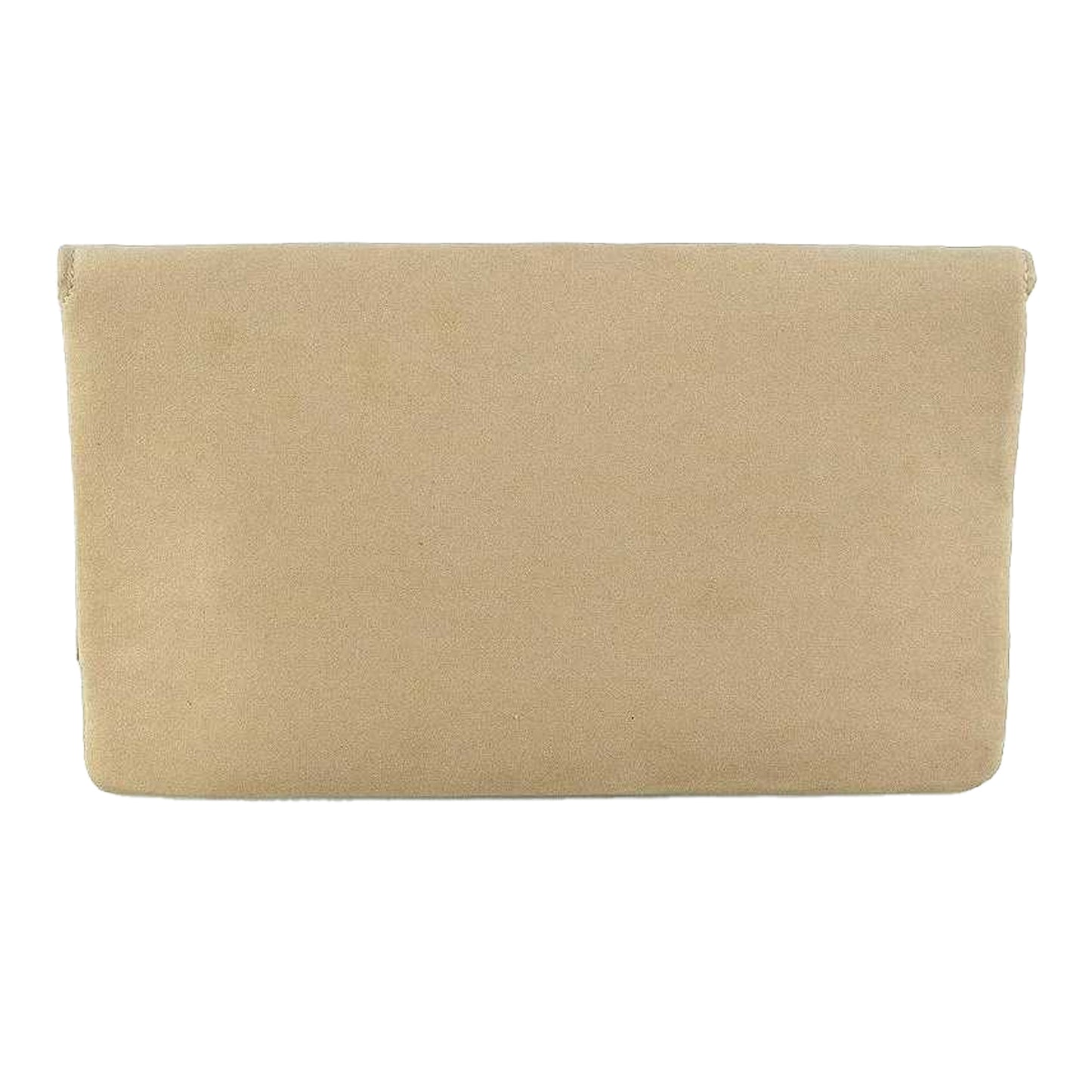 Beige - Back - XY London Mika Embroidered Flower Chain Strap Clutch Bag