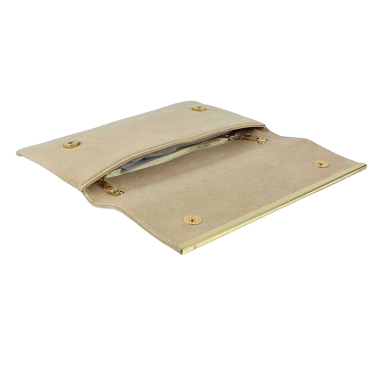 Beige - Pack Shot - XY London Mika Embroidered Flower Chain Strap Clutch Bag