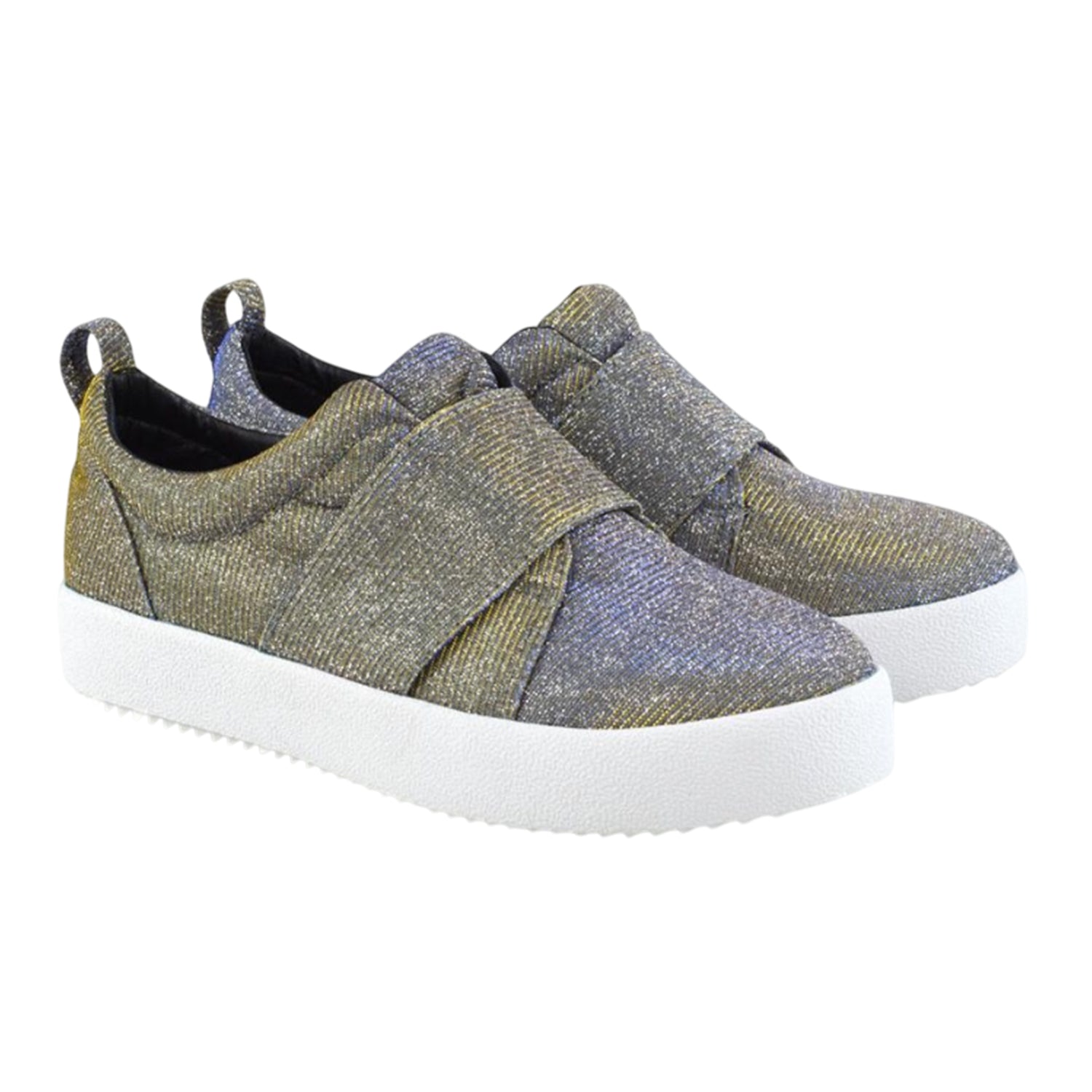 Silver-White - Front - XY London Womens-Ladies Rebecca Trainers