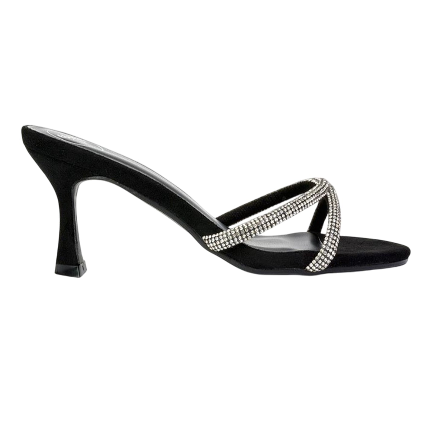 Jet Black - Lifestyle - XY London Womens-Ladies Abby Diamante Strappy Stiletto Heel Mules