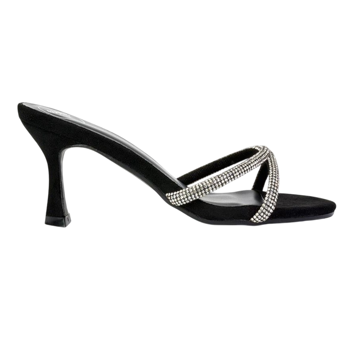 Jet Black - Lifestyle - XY London Womens-Ladies Abby Diamante Strappy Stiletto Heel Mules
