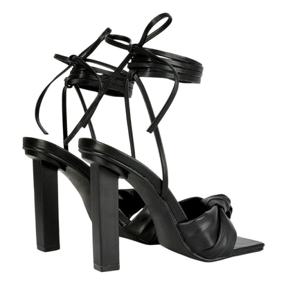 Black - Back - XY London Womens-Ladies Evelyn High Block Heel Sandals
