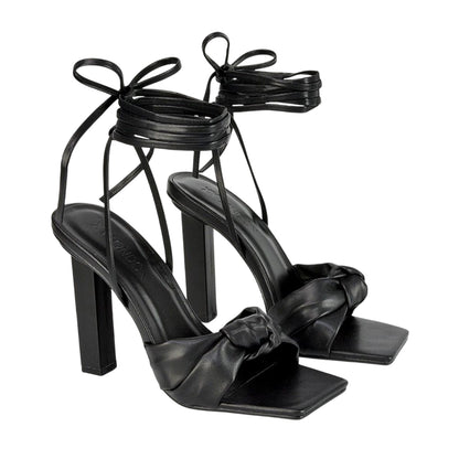 Black - Side - XY London Womens-Ladies Evelyn High Block Heel Sandals
