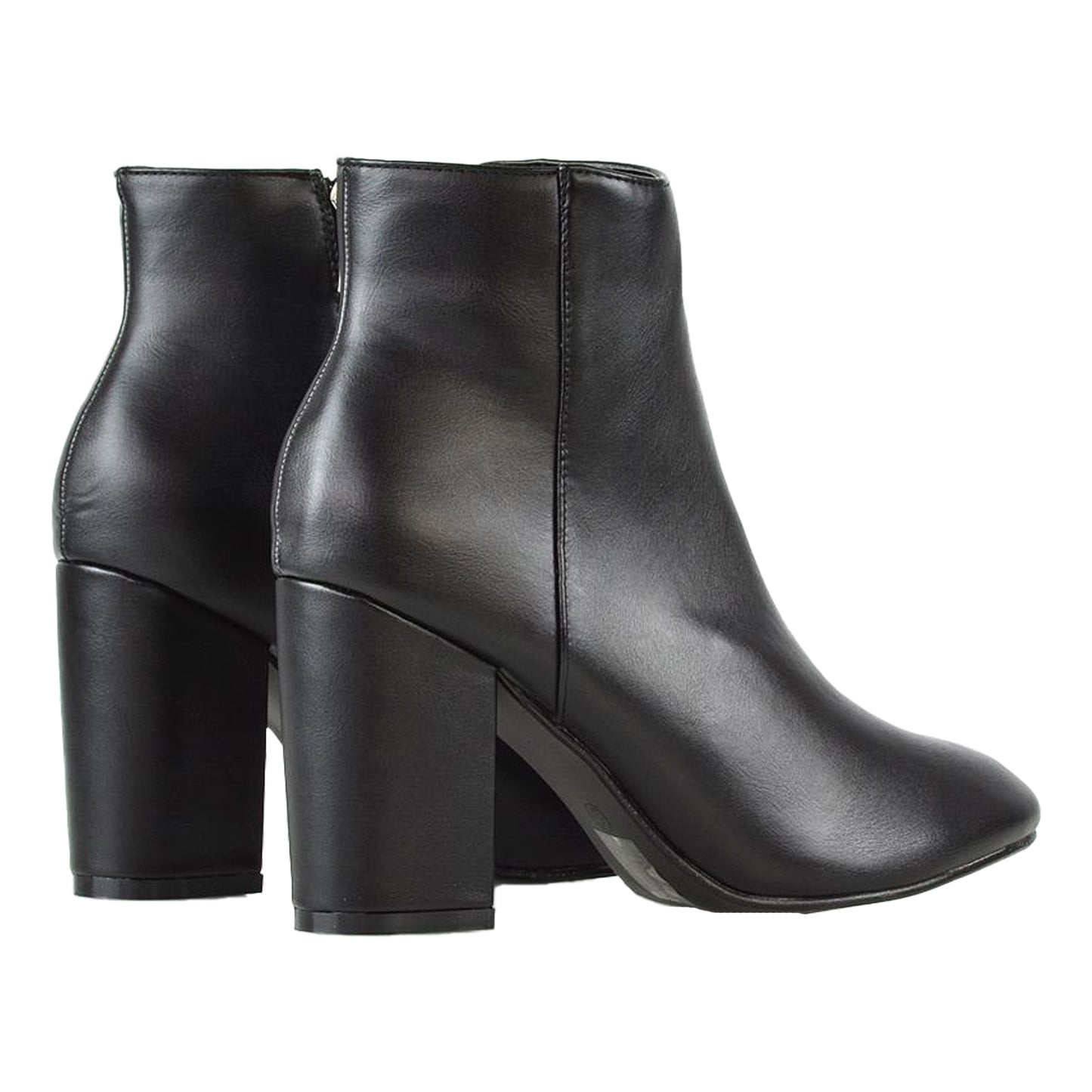 Black - Back - XY London Womens-Ladies High Block Heel Ankle Boots