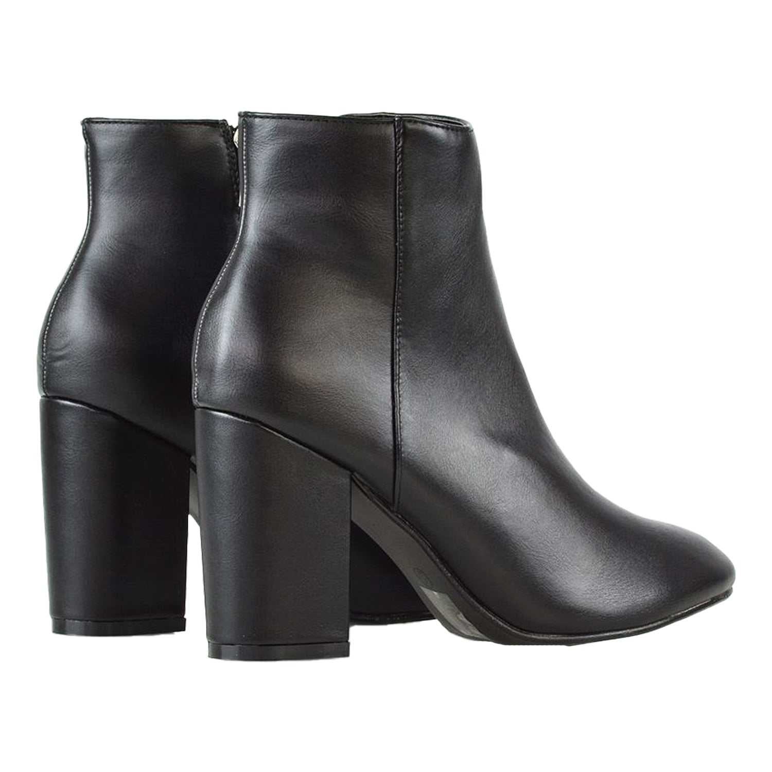 Black - Back - XY London Womens-Ladies High Block Heel Ankle Boots
