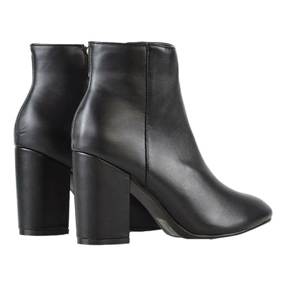Black - Back - XY London Womens-Ladies High Block Heel Ankle Boots