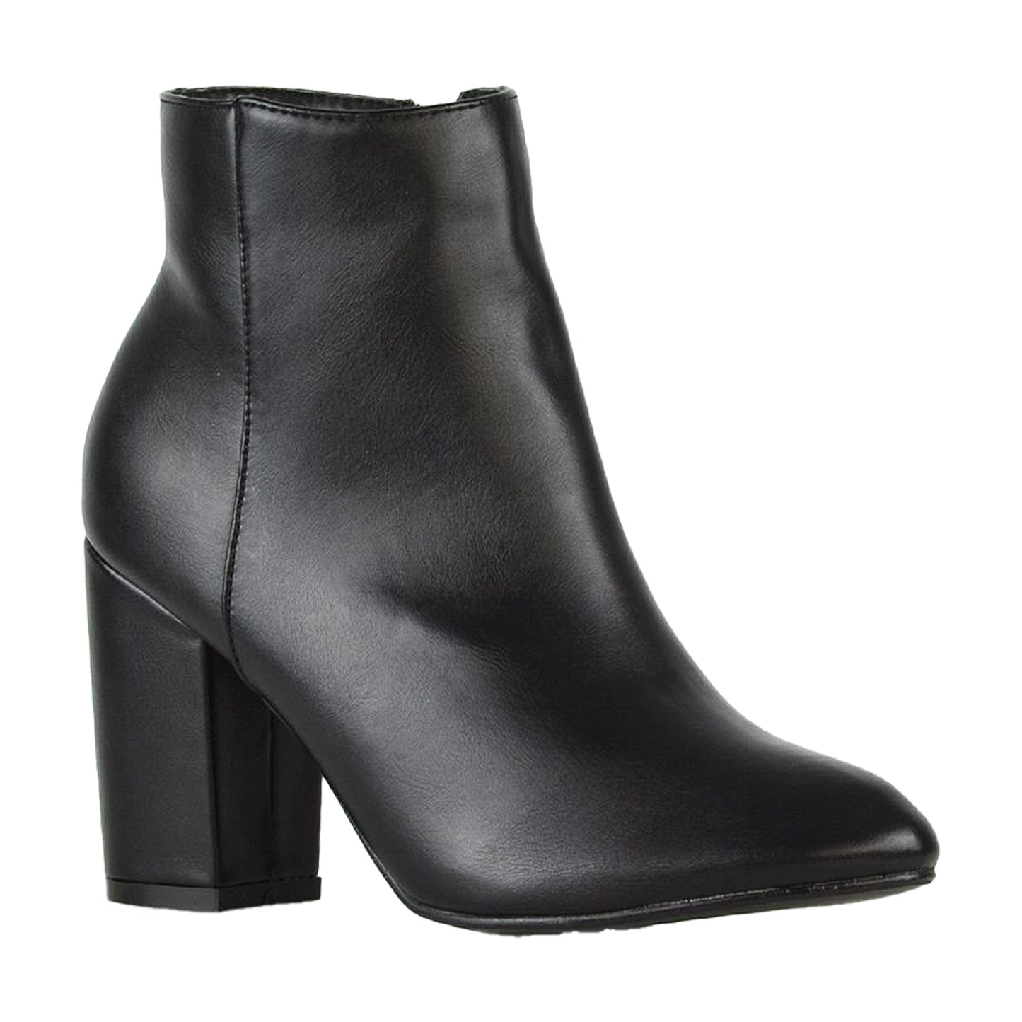 Black - Side - XY London Womens-Ladies High Block Heel Ankle Boots