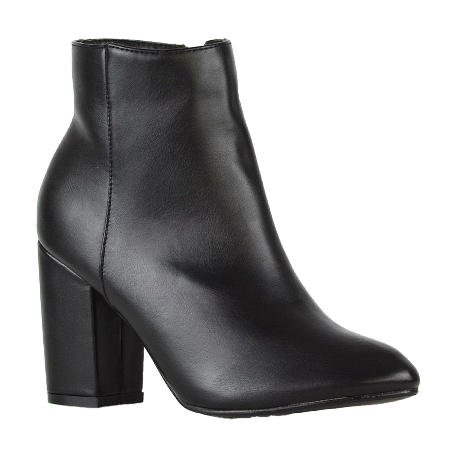 Black - Side - XY London Womens-Ladies High Block Heel Ankle Boots