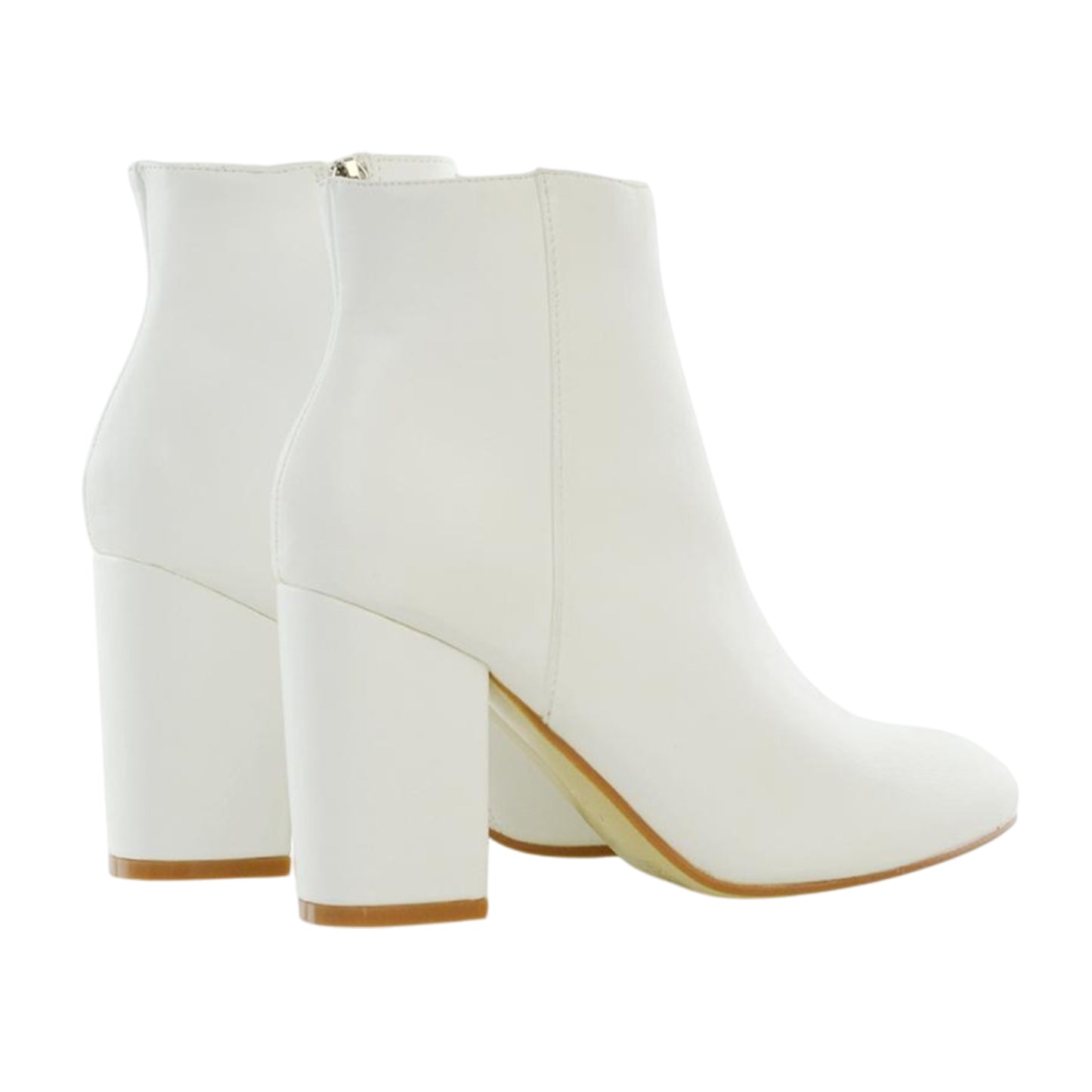 White - Back - XY London Womens-Ladies High Block Heel Ankle Boots
