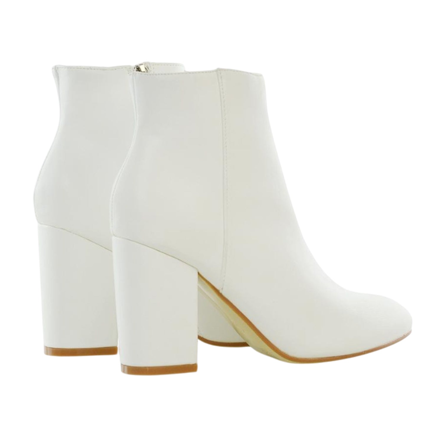 White - Back - XY London Womens-Ladies High Block Heel Ankle Boots