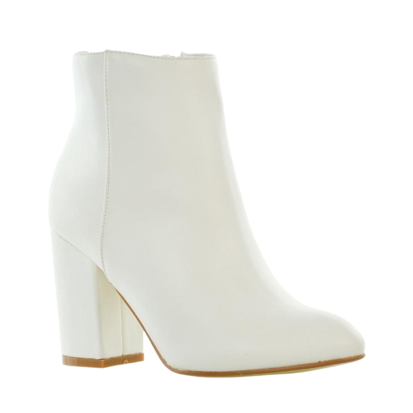 White - Side - XY London Womens-Ladies High Block Heel Ankle Boots