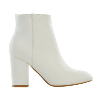 White - Lifestyle - XY London Womens-Ladies High Block Heel Ankle Boots