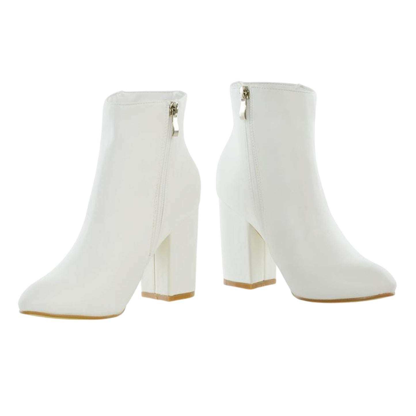 White - Pack Shot - XY London Womens-Ladies High Block Heel Ankle Boots