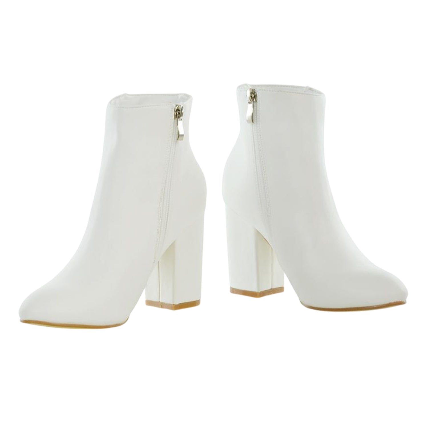 White - Pack Shot - XY London Womens-Ladies High Block Heel Ankle Boots