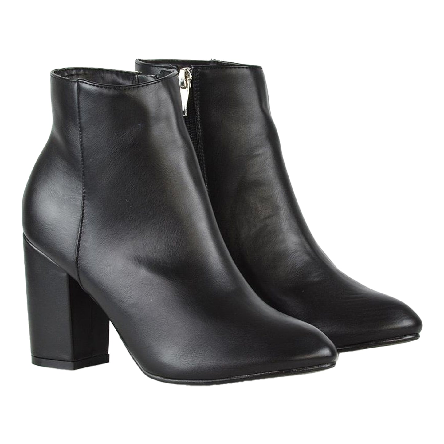 Black - Front - XY London Womens-Ladies High Block Heel Ankle Boots