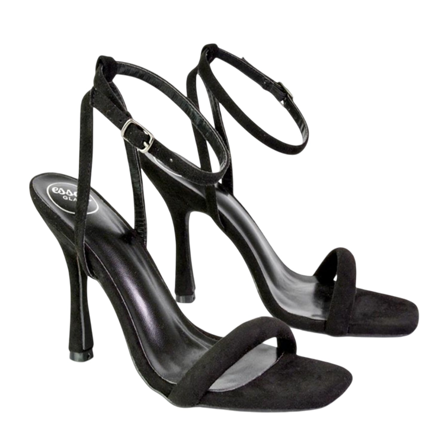 Jet Black - Side - XY London Womens-Ladies Greta Strappy Stiletto Heel Sandals