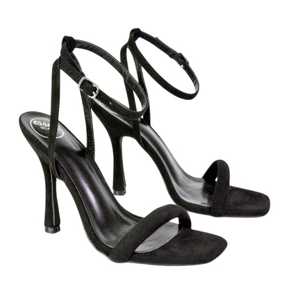 Jet Black - Side - XY London Womens-Ladies Greta Strappy Stiletto Heel Sandals
