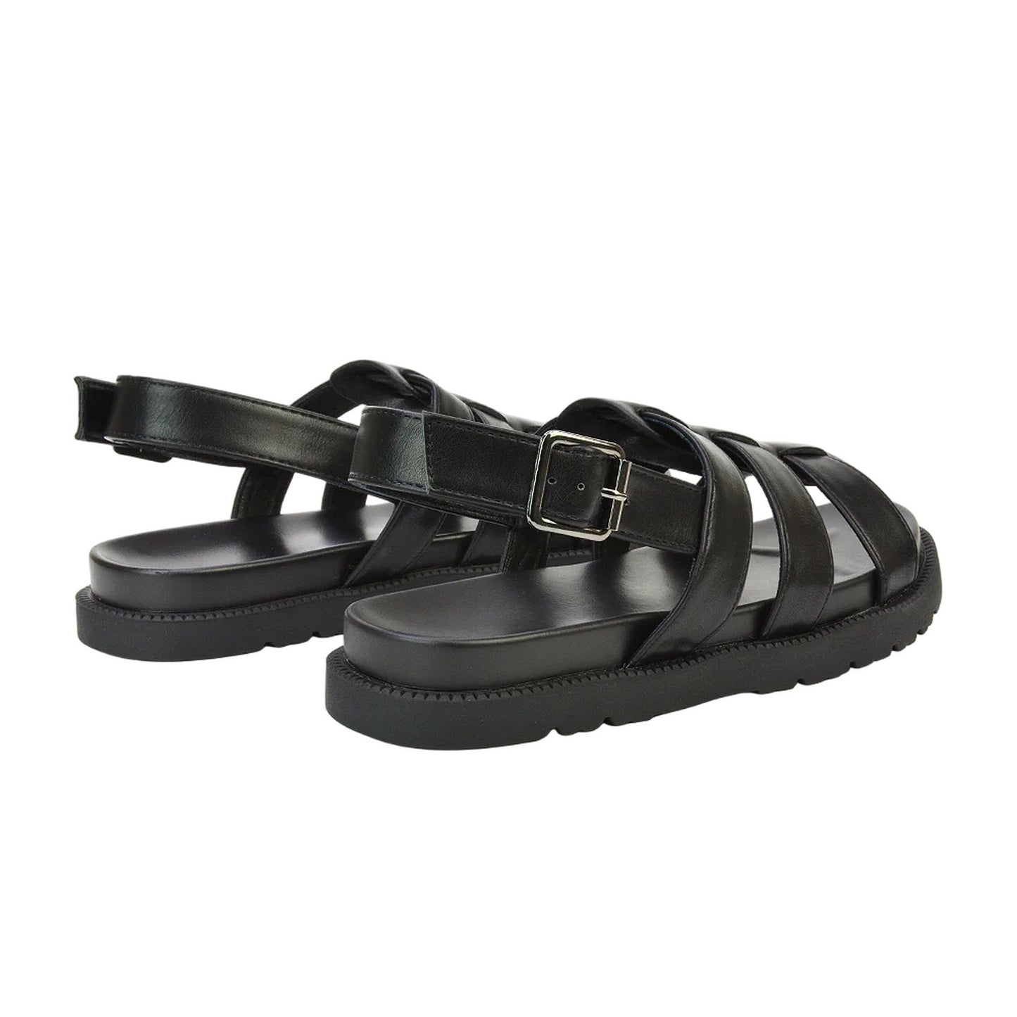 Black - Back - XY London Womens-Ladies Strappy Platform Sandals