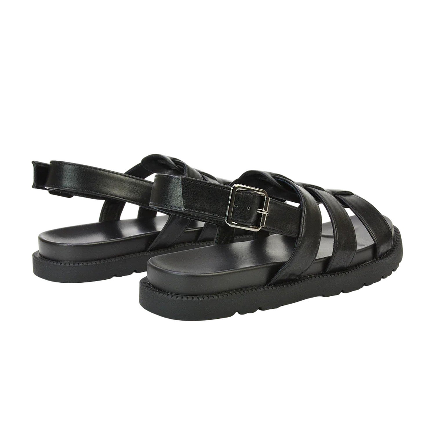 Black - Back - XY London Womens-Ladies Strappy Platform Sandals