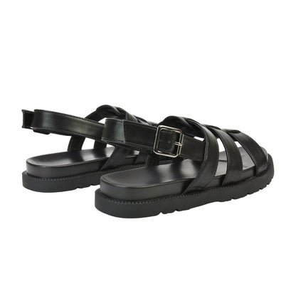 Black - Back - XY London Womens-Ladies Strappy Platform Sandals