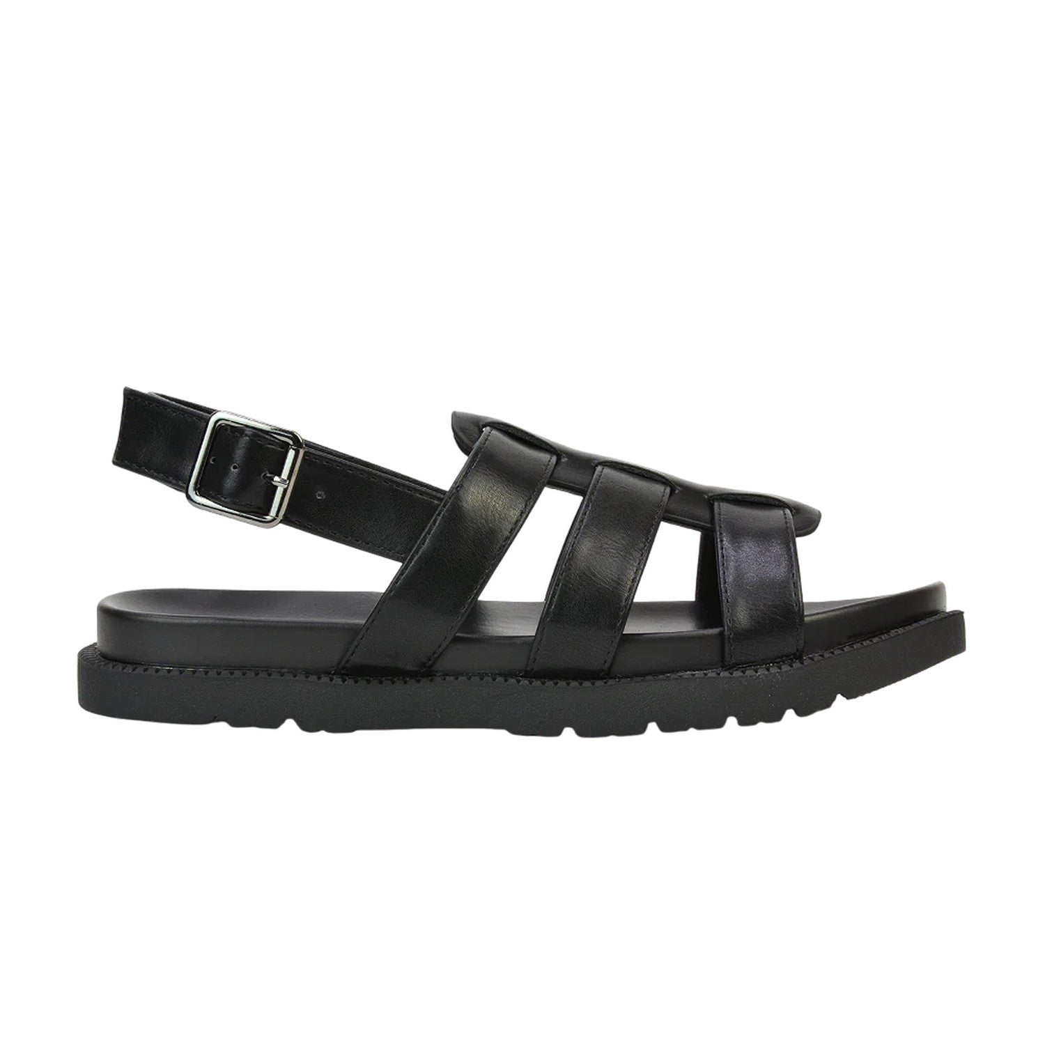 Black - Side - XY London Womens-Ladies Strappy Platform Sandals