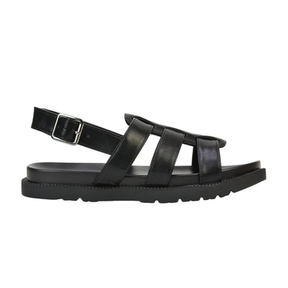 Black - Side - XY London Womens-Ladies Strappy Platform Sandals